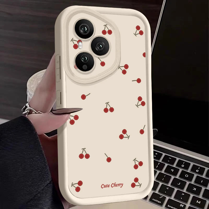 Mini Red Cherry Printed Soft TPU Phone Case For Honor 400 Pro 200 Pro X8c X9c Smart X6a X6b X6c Magic7 Lite Silicone Back Cover