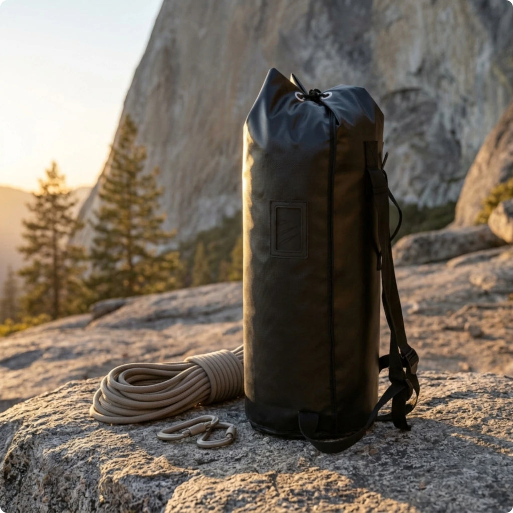 Cylindrical Rope Bag Waterproof Climbing Rope Bag Gear Carrier Metal Eyelets Adjustable Backpack Straps for Climbers