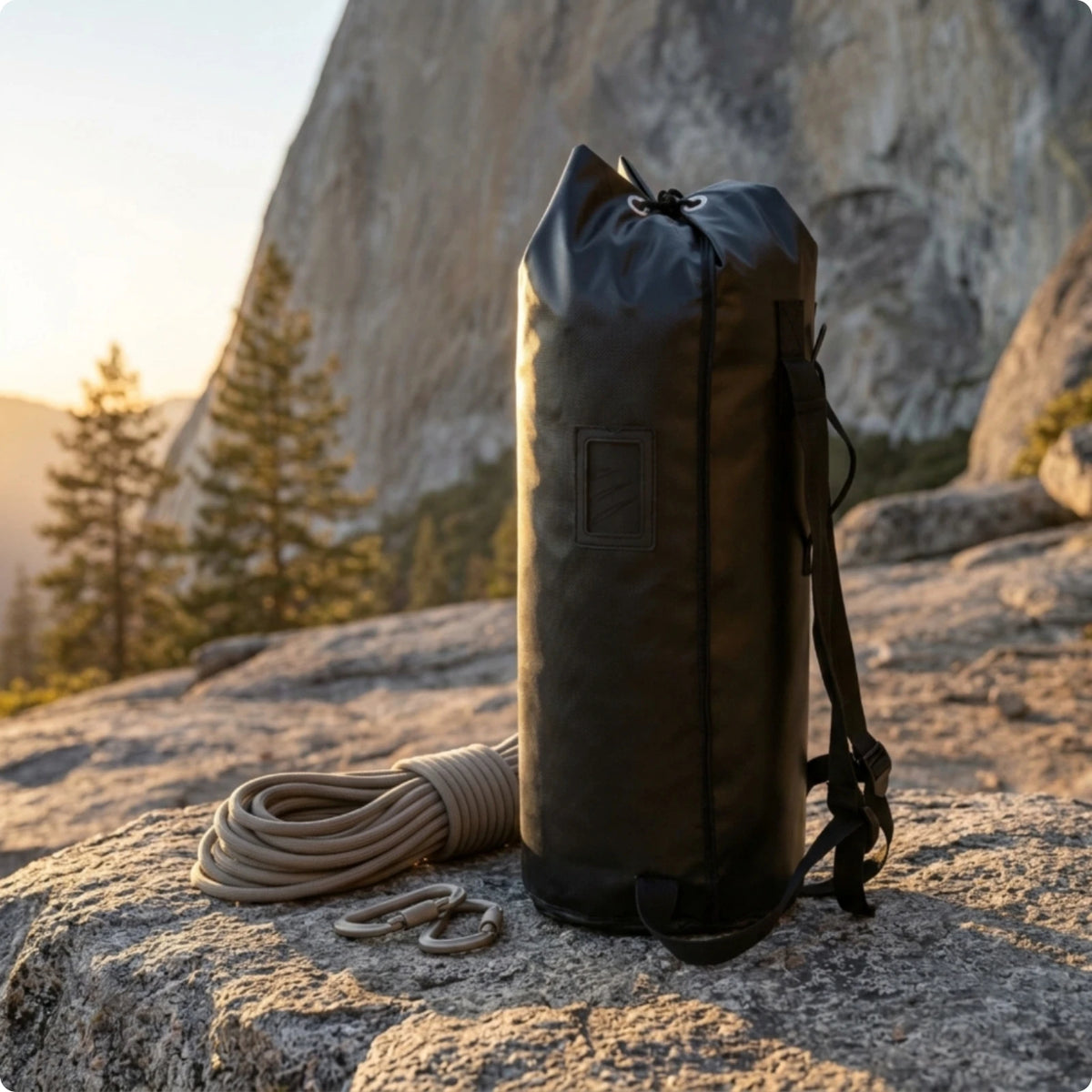 Cylindrical Rope Bag Waterproof Climbing Rope Bag Gear Carrier Metal Eyelets Adjustable Backpack Straps for Climbers