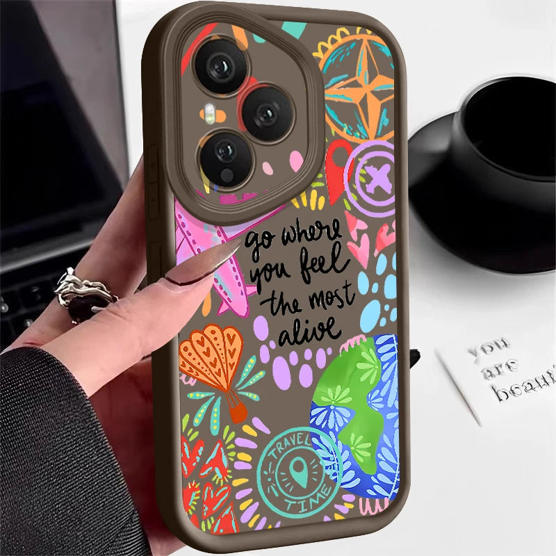 Airplane Painting Pattern Phone Case For Honor 400 200 Pro X8c X9c Smart X6a X6b X6c Magic7 Lite Shockproof Soft Silicone Cover