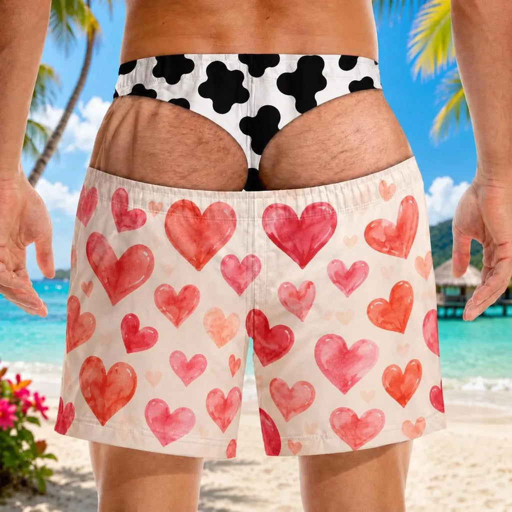 Personalized Funny Men Swim Trunks Gag Gift for Him Big Booty Beach Short Summer Swim Trunks Fake Underwear Beach Shorts
