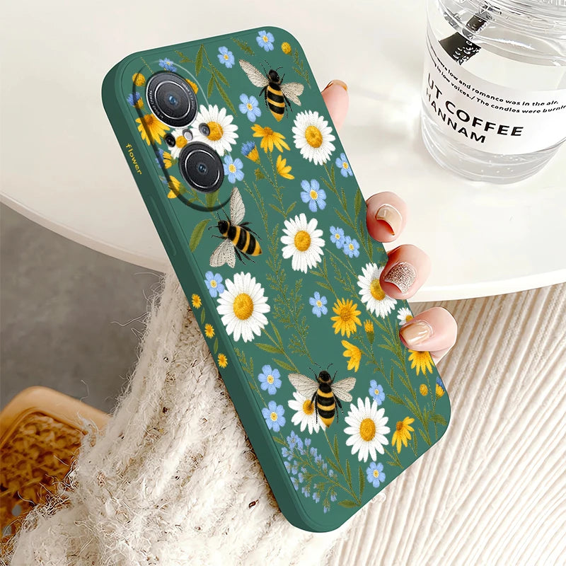 Bee Pattern Phone Case For Huawei Y9 Prime Y7 Pro 2019 Y7A Y9S Nova 6 9 SE 8i 5T 3i P20 P30 P40 Lite E P Smart Z Plus Soft Funda