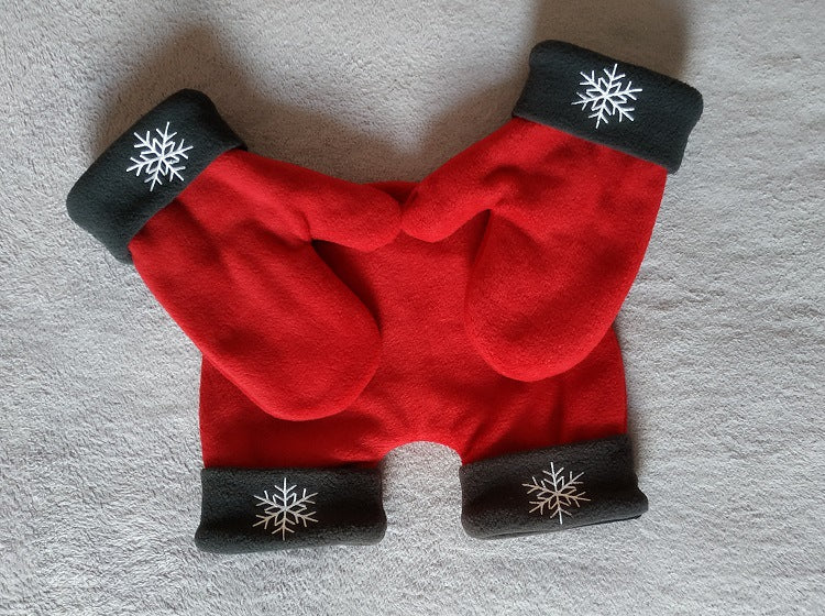 2019 New Snowflake Embroidered Fleece Couple Hand-in-Hand Gloves Double-Layer Warm Thickened Creative Personality