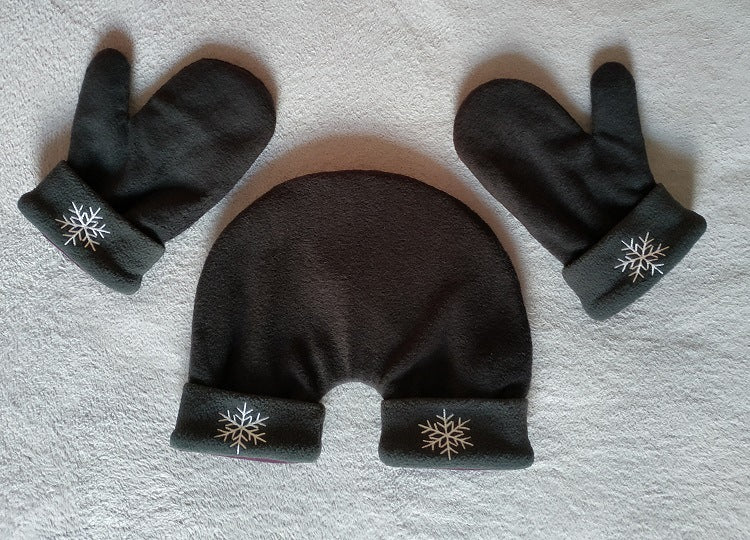 High-quality polar fleece double-layer thickened hand-holding gloves for couples college students and office workers couples go out hand-holding gloves