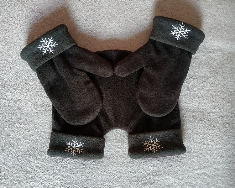 2019 New Snowflake Embroidered Fleece Couple Hand-in-Hand Gloves Double-Layer Warm Thickened Creative Personality