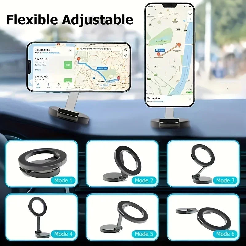 All-Metal Aluminum Alloy MagSafe Car Mount – 360° Rotating, Strong Magnet Magnetic Phone Holder for iPhone & All Smartphones