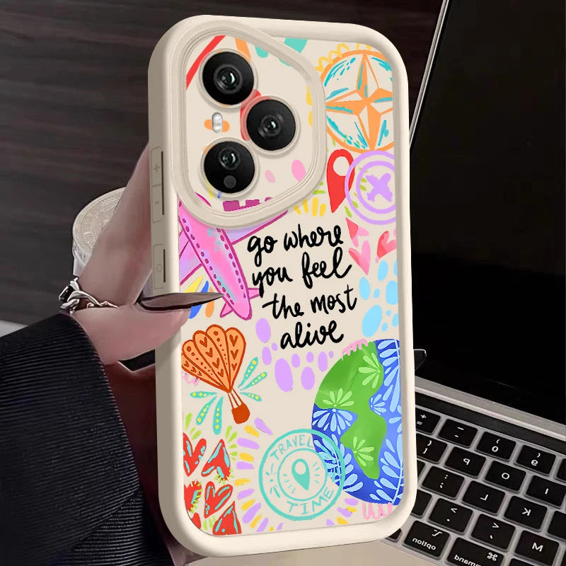 Airplane Painting Pattern Phone Case For Honor 400 200 Pro X8c X9c Smart X6a X6b X6c Magic7 Lite Shockproof Soft Silicone Cover