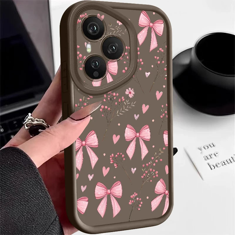 Pink Bow Soft TPU Phone Case for Honor Models