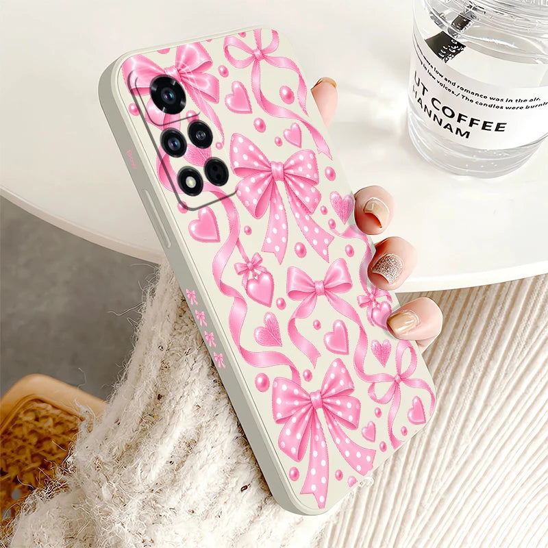 Bow Knots Flower Phone Case For Honor 600 Pro 400 70 Lite 500 200 90 Smart 50 SE 20 9C 9X Pro Shockproof Silicon Soft Cases Etui