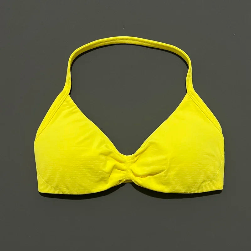 Women's Strappy Backless Halter Sports Bra