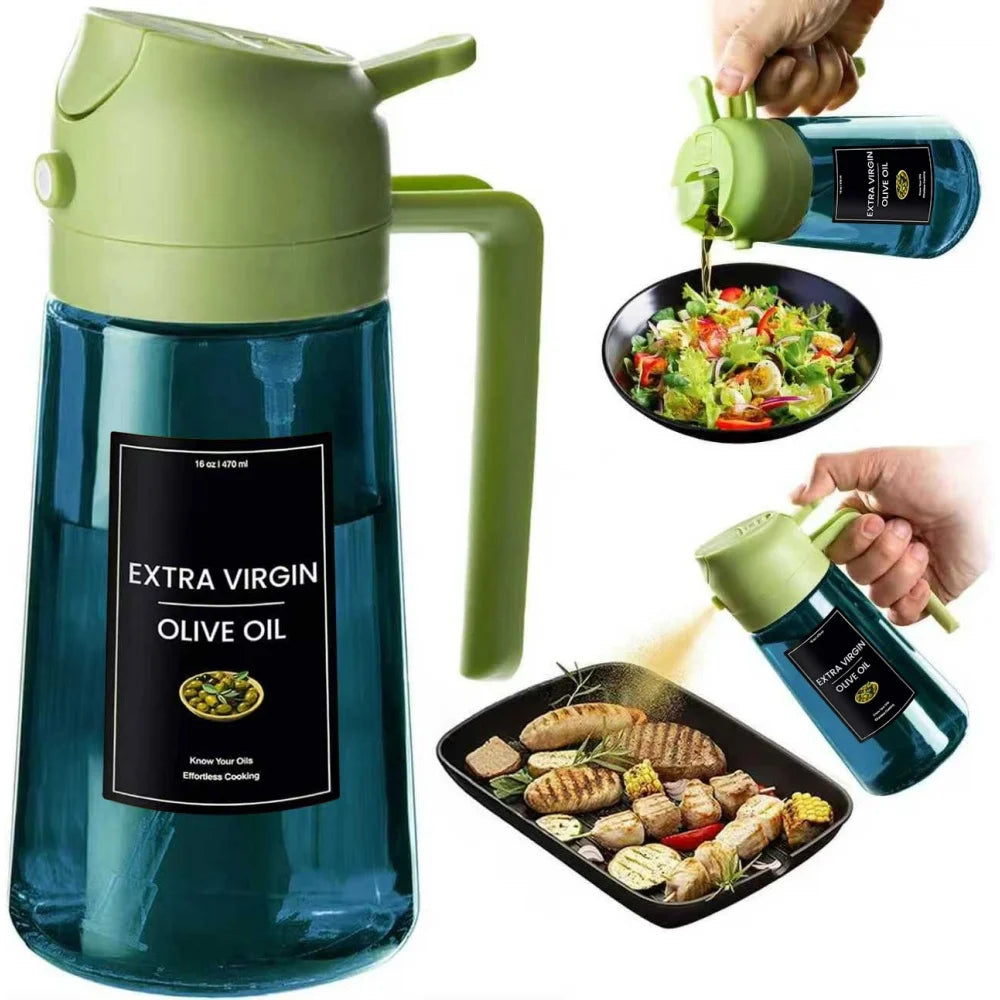 16oz/470ml Blue Glass Olive Oil Sprayer For Cooking - 2 In 1 Olive Oil