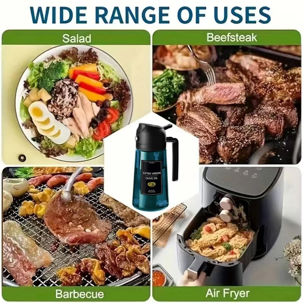 16oz/470ml Blue Glass Olive Oil Sprayer For Cooking - 2 In 1 Olive Oil