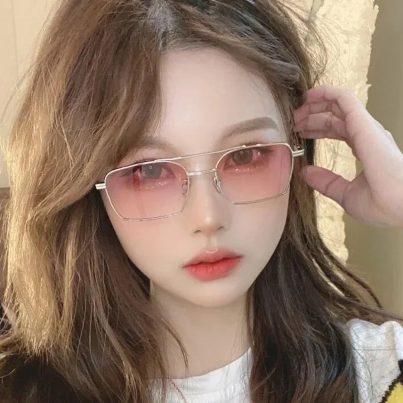 Double-Bridge Alloy Sunglasses