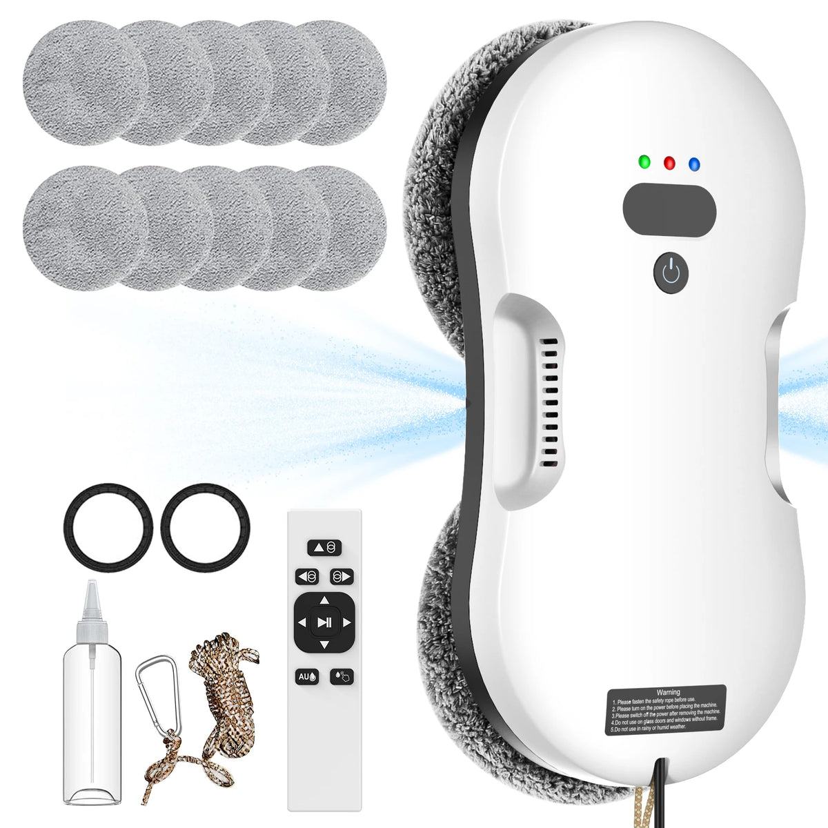 72W 2800Pa Automatic Window Cleaning Robot Two-Way Spray, Full-Automatic Electric Glass Cleaner for Home Windows with Remote