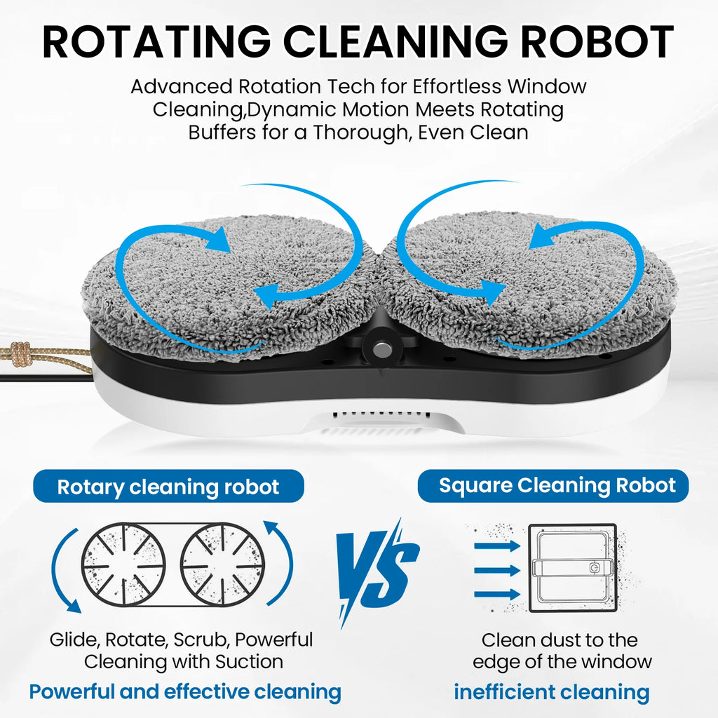72W 2800Pa Automatic Window Cleaning Robot Two-Way Spray, Full-Automatic Electric Glass Cleaner for Home Windows with Remote