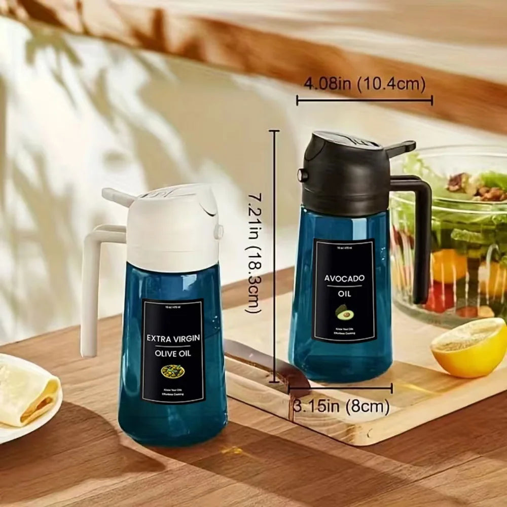 16oz/470ml Blue Glass Olive Oil Sprayer For Cooking - 2 In 1 Olive Oil