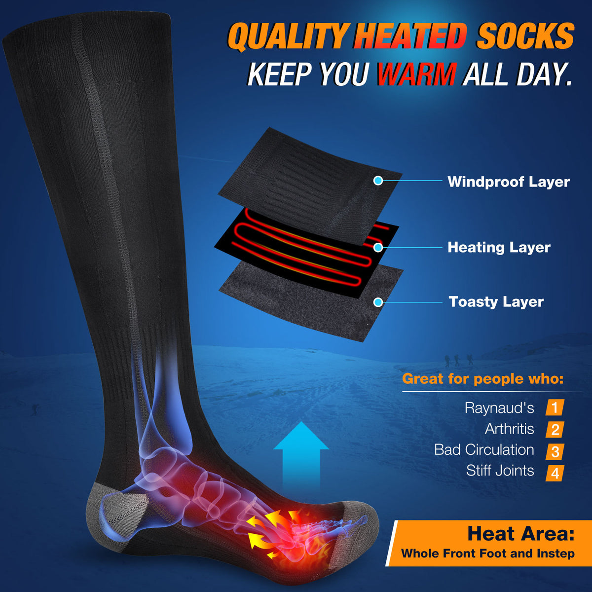 USB Rechargeable Heated Socks