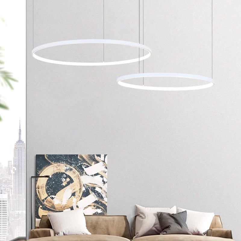 Modern LED Chandelier Circle Lights for Interior Design Engineering Lighting Line Hang LED Ring Chandelier Lamp