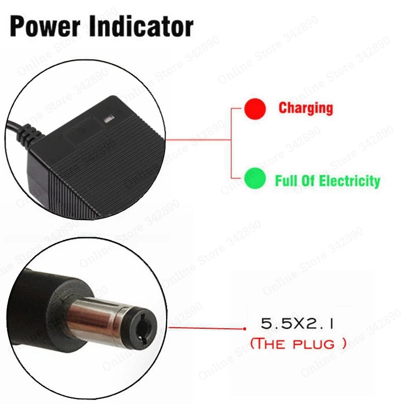 42V 2A Charger for Compatible 36V Lithium Battery Packs