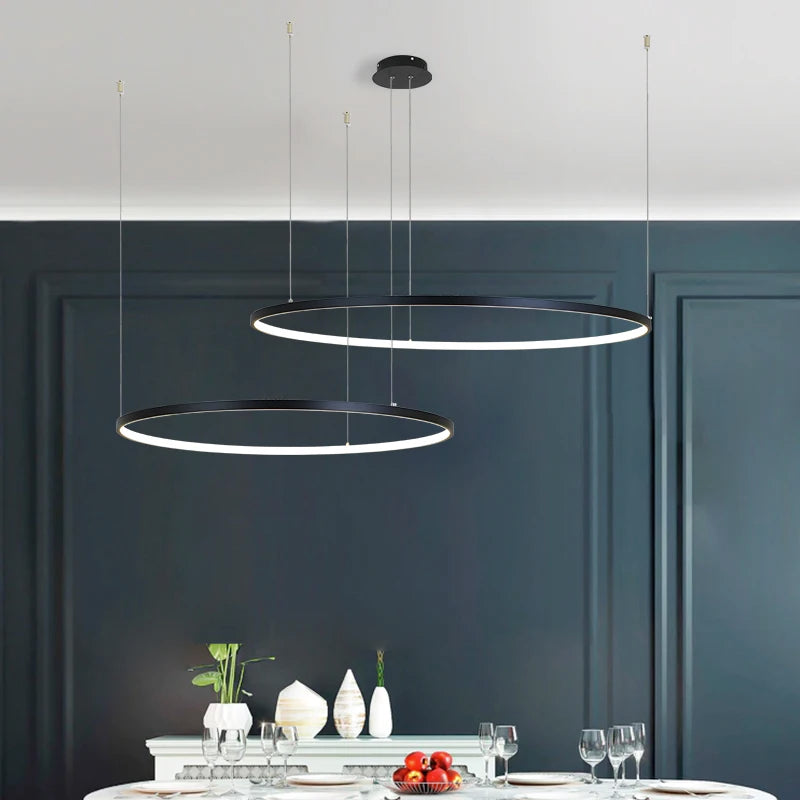 Modern LED Chandelier Circle Lights for Interior Design Engineering Lighting Line Hang LED Ring Chandelier Lamp