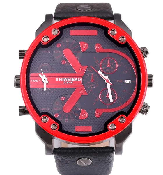 Men Watches 2018 Luxury Brand Leather Strap Quartz Watch For Men Dual Times Military Wristwatches Clock Male New Reloj Hombre