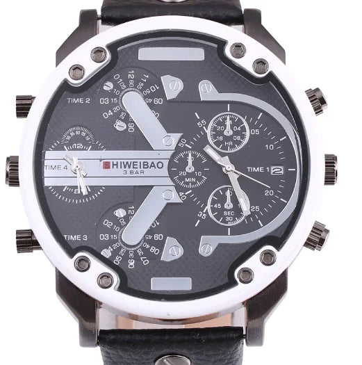 Men Watches 2018 Luxury Brand Leather Strap Quartz Watch For Men Dual Times Military Wristwatches Clock Male New Reloj Hombre
