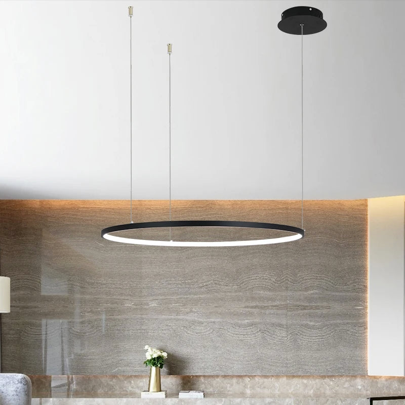 Modern LED Chandelier Circle Lights for Interior Design Engineering Lighting Line Hang LED Ring Chandelier Lamp