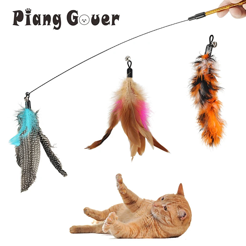 5pcs Feather Accessories Of Cat Stick Replace Cat Toy Teaser Stick