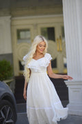 beach boho white wedding dress
