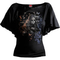 GOTHIC GRACE - Boat Neck Bat Sleeve Top Black