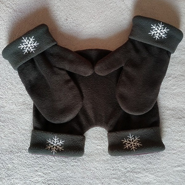 High-quality polar fleece double-layer thickened hand-holding gloves for couples college students and office workers couples go out hand-holding gloves
