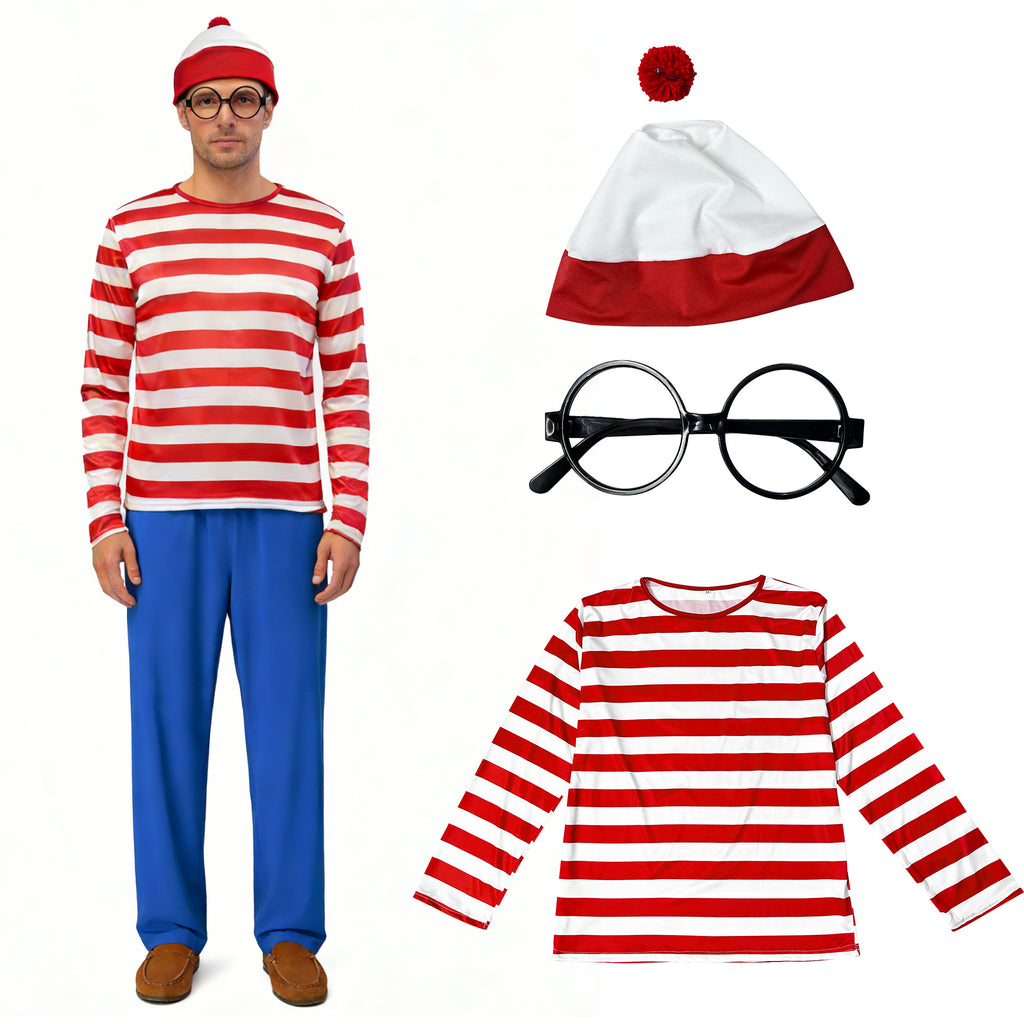Red & White Striped Halloween Costume Set