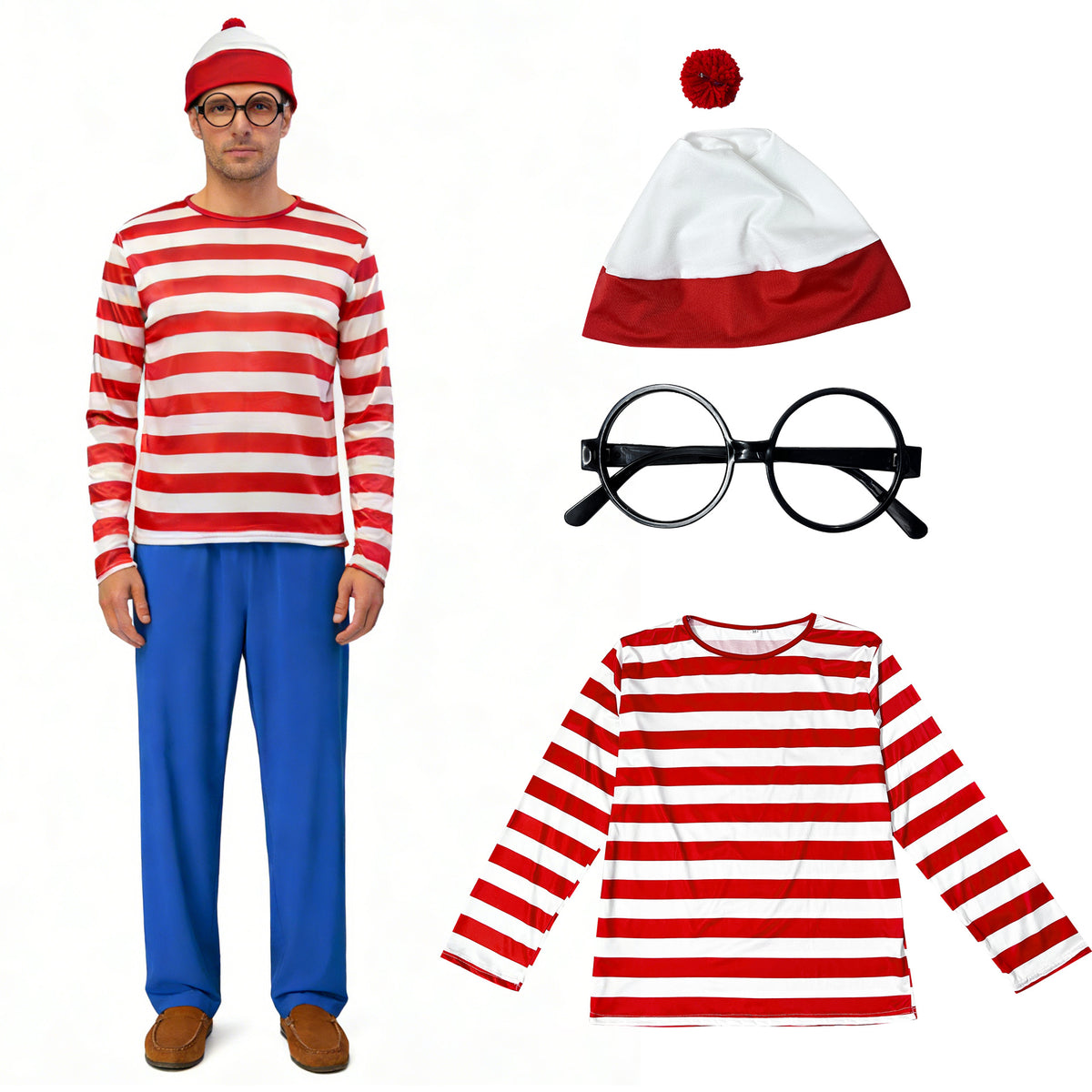 Red & White Striped Halloween Costume Set