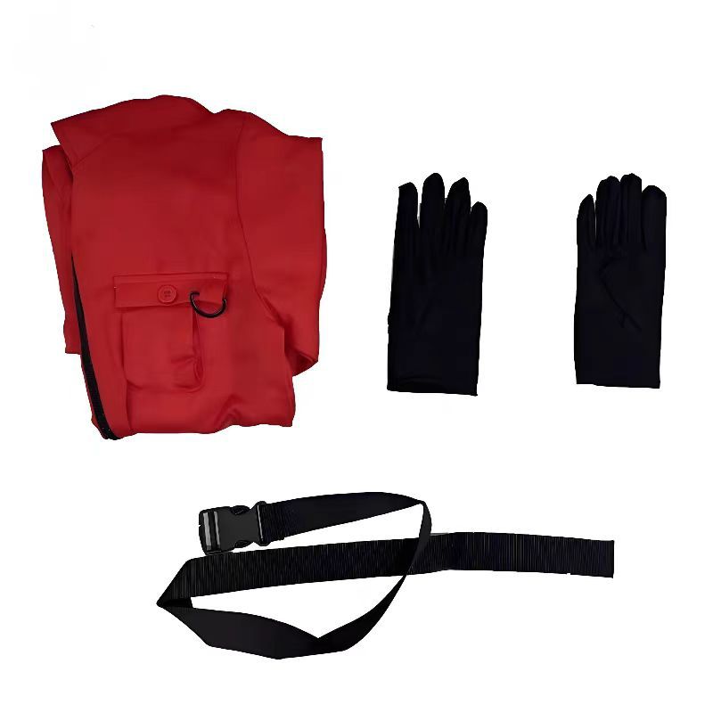 Red Heist-Style Halloween Costume & Mask