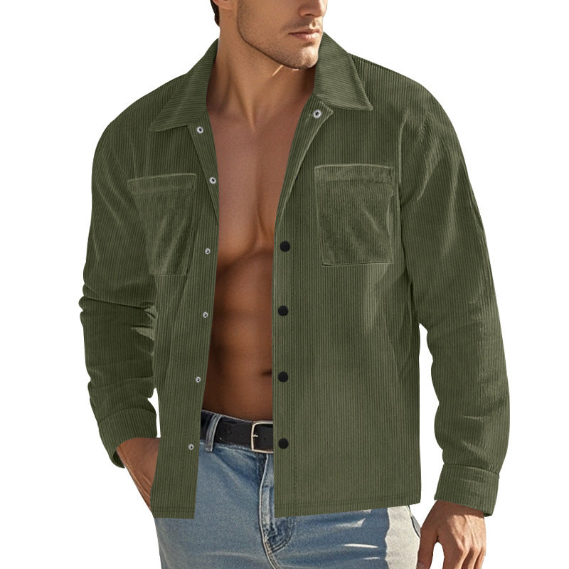 American Amazon Autumn and Winter New Men's Heavy Corduroy Shirt Long-Sleeved Shirt Casual Large Size Cardigan Jacket