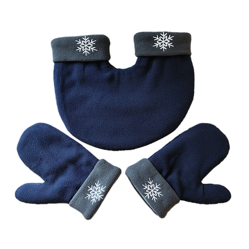 2019 New Snowflake Embroidered Fleece Couple Hand-in-Hand Gloves Double-Layer Warm Thickened Creative Personality