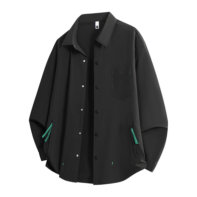 2025 Autumn/Winter New Men's Long Sleeve Melard Shirt Youth Trend Thin Casual Loose Top Jacket