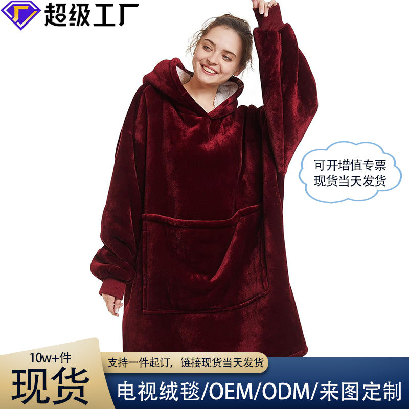 Amazon Hot Selling Autumn and Winter Flannel Double Layer Pajamas fleece-lined Warm Long Sleeve plus size Pet Bag Home Clothes