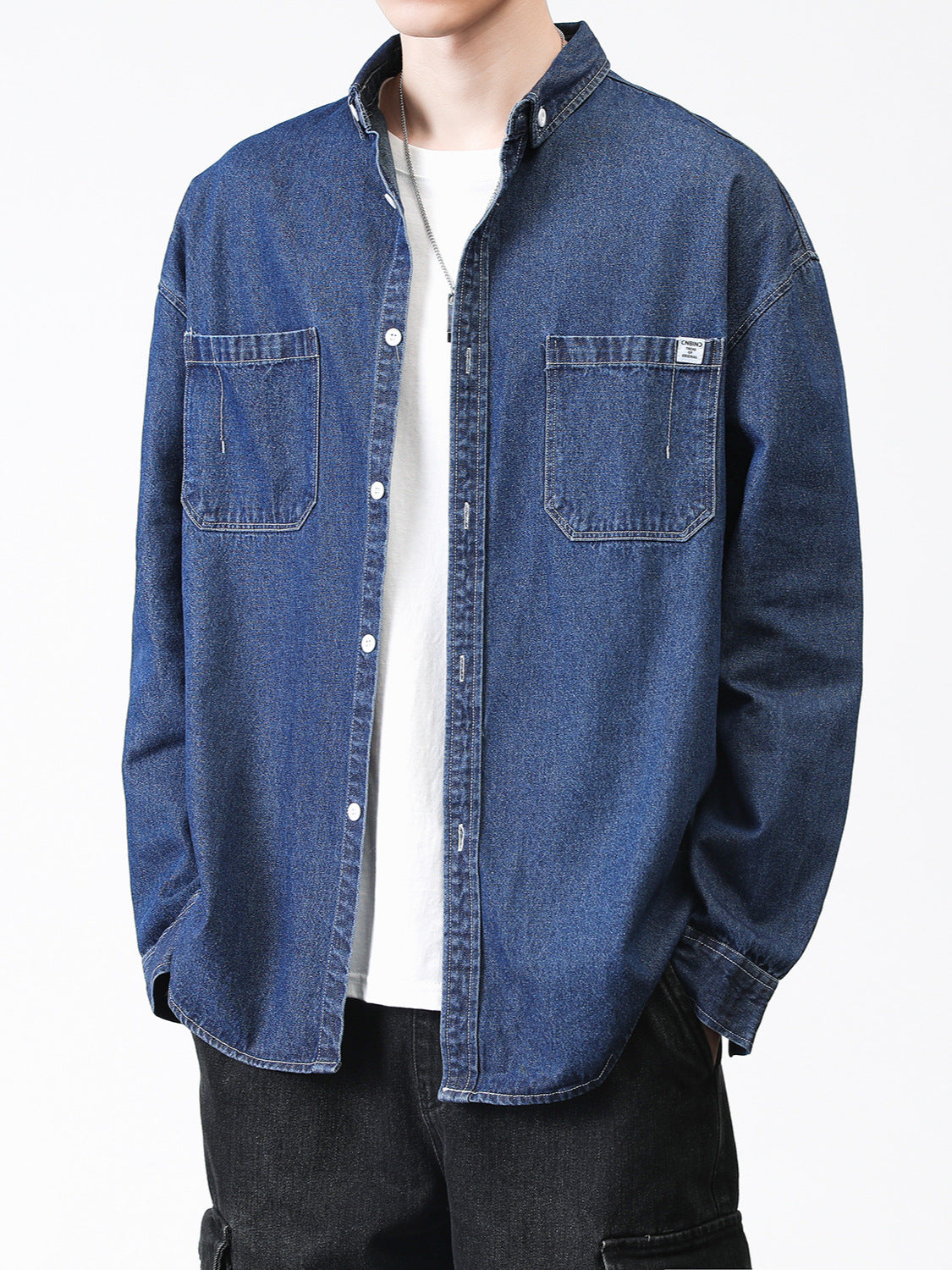 Lktm Men's Wear # Shirt Men's Autumn and Winter New Style Washed Loose Denim Korean Style Trendy Long-Sleeved Shirt Work Jacket