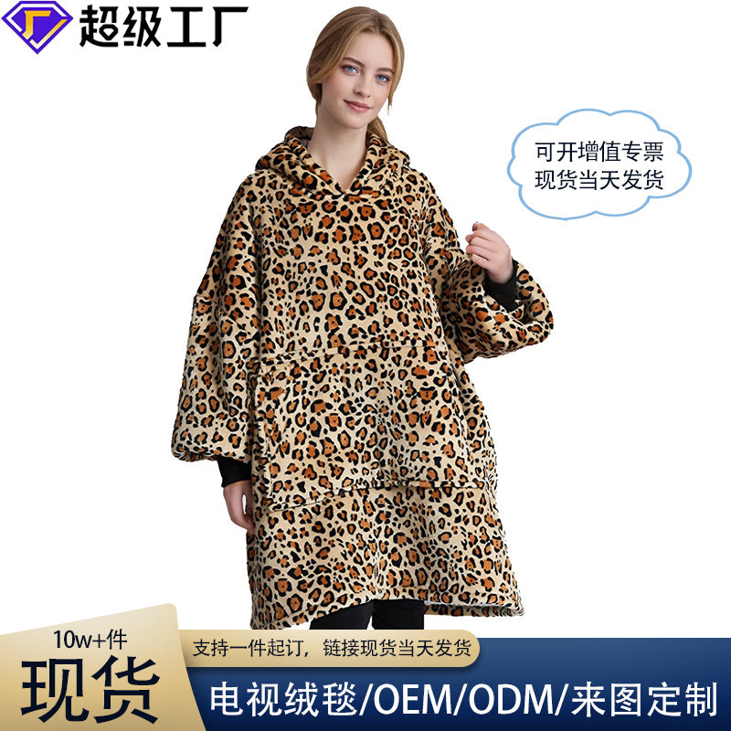 Amazon Hot Selling Autumn and Winter Flannel Double Layer Pajamas fleece-lined Warm Long Sleeve plus size Pet Bag Home Clothes