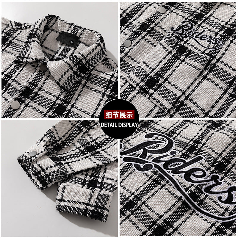 Cross-border New Plaid Cotton Jacket Men's High-end Spring and Autumn New Cotton Clothes Trendy Couple Thickened Shirt Jacket