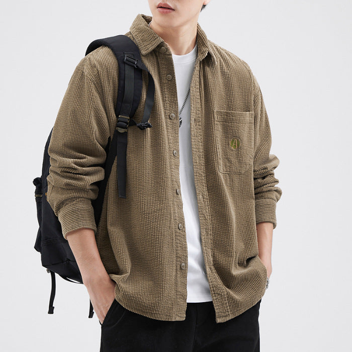 Winter Corduroy Japanese Tooling Shirt Men's Fashionable Brand Loose Large Size Casual Khaki Handsome Shirt Jacket Top
