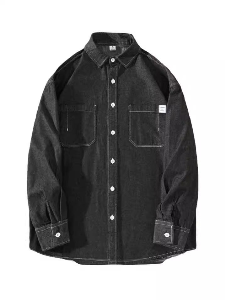Lktm Men's Wear # Shirt Men's Autumn and Winter New Style Washed Loose Denim Korean Style Trendy Long-Sleeved Shirt Work Jacket