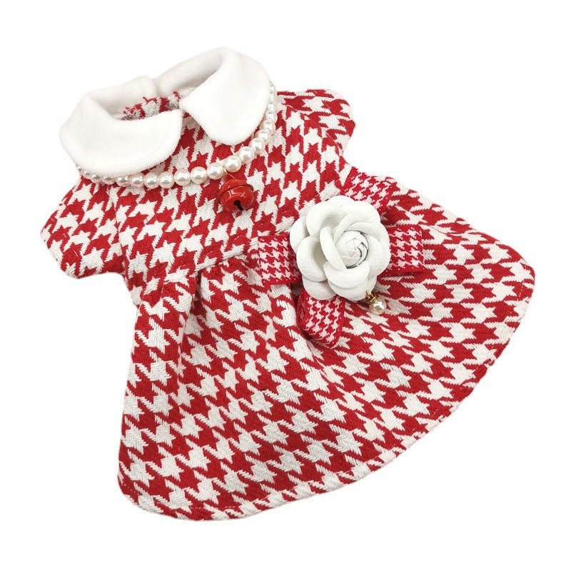 New INS Trendy Small Chanel Style Dog Clothes Houndstooth Cat Pet Clothing Autumn and Winter Coat Cross-border Cat
