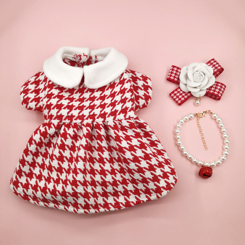 New INS Trendy Small Chanel Style Dog Clothes Houndstooth Cat Pet Clothing Autumn and Winter Coat Cross-border Cat