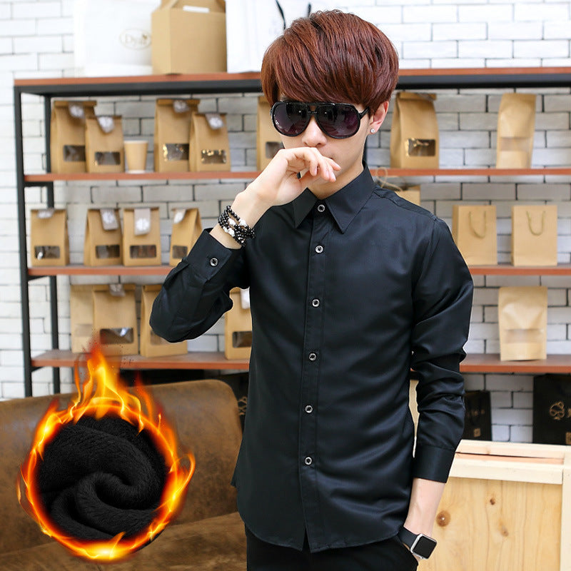 Autumn and Winter Plaid Shirt for Men, Fleece-Lined, Warm and Thickened, Korean-Style Slim-Fit Shirt, Trendy and Stylish Jacket