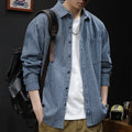 Men's Clothing 2025 New Striped Shirt Jacket Men's Long-Sleeved Casual Top Versatile Denim Shirt Men's Autumn and Winter Style