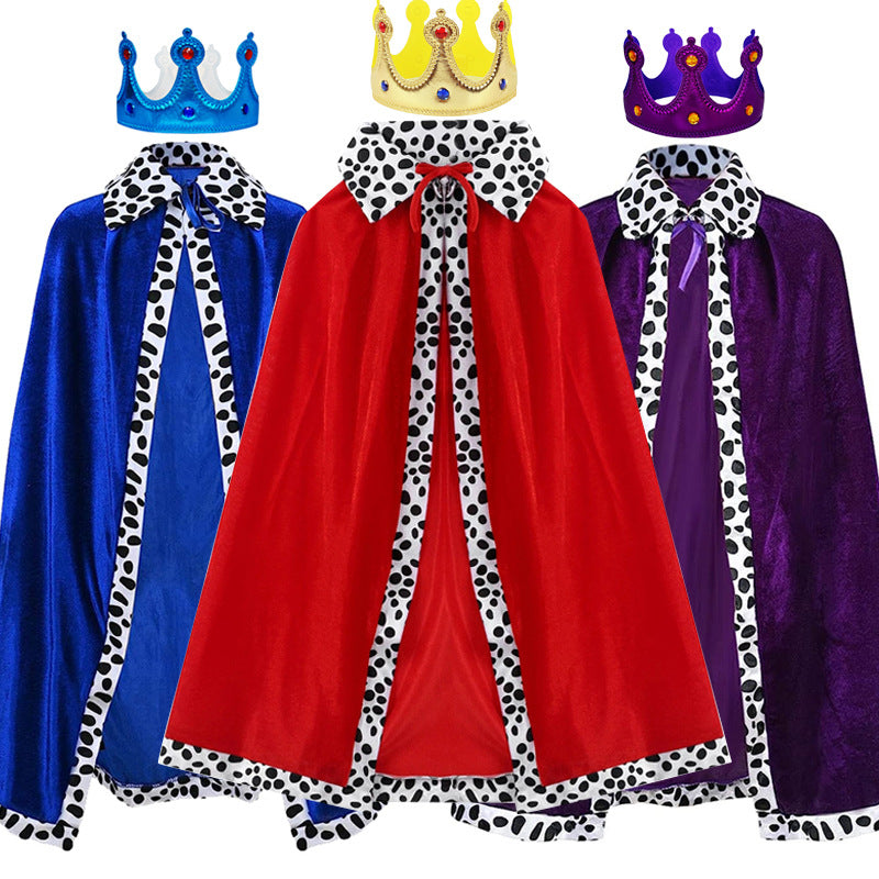 Halloween Cloak Children Adult King Party Performance Blue Fuchsia Christmas Cloak Cape Shawl