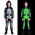 Cross-border Halloween Children's Costume Skull Skeleton White Luminous Ghost Costume Playing One-piece Hooded Costume Costume