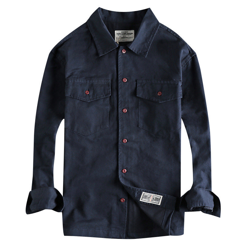 Autumn and Winter Engineer Shirt Jacket American Retro Military Green Tough Guy Men's Long-Sleeve Work Shirt